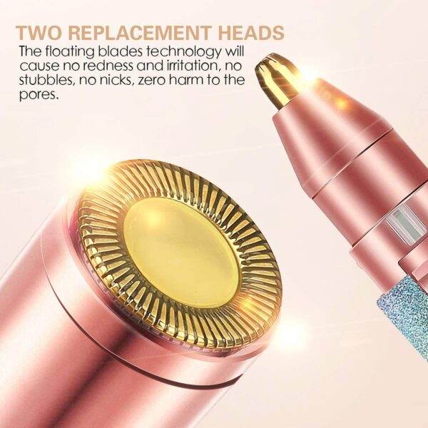2 in 1 Rechargeable Hair Remover & Eyebrow Trimmer for Women – Painless Facial Hair Removal for Lip, Chin, Nose, Arms – Portable Electric Shaver - Image 3