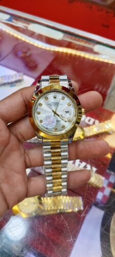 Click to view full screen Rolex Luxury Stone Watch With Date – White Dial | Premium Men’s Wrist Watch photo review