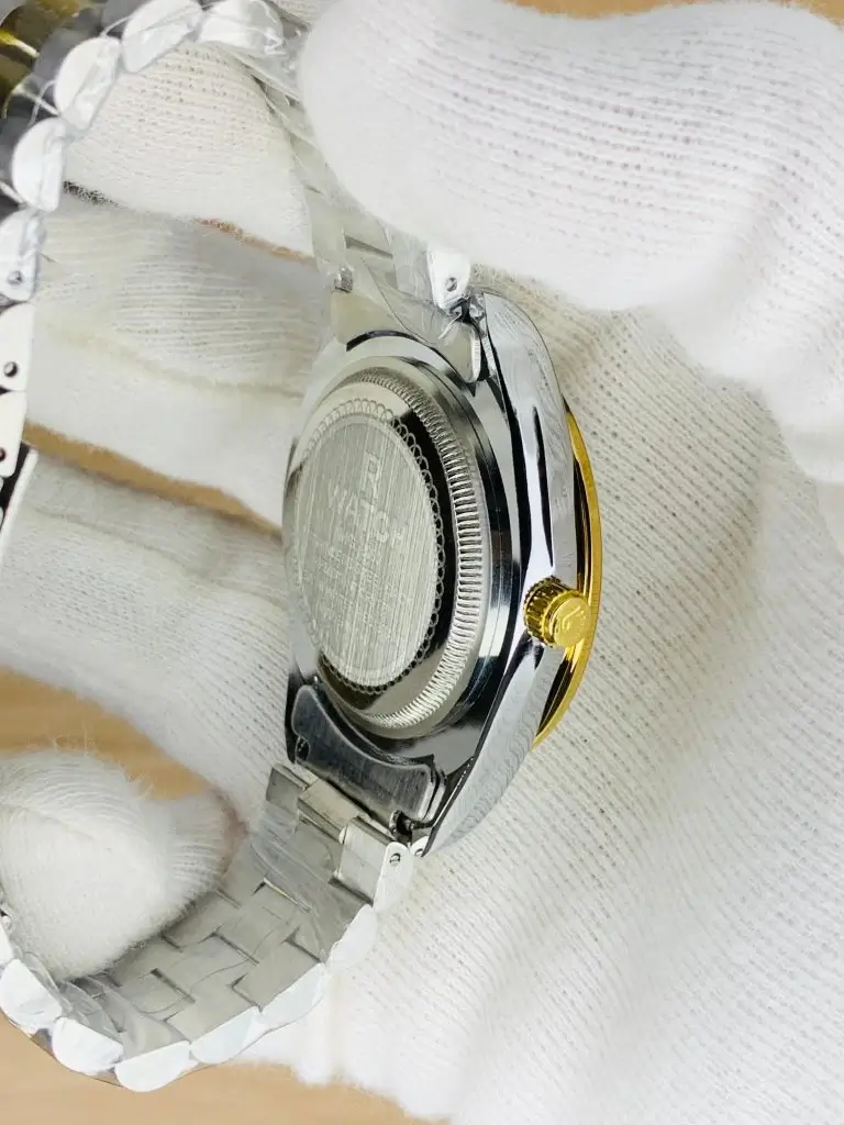 Rolex Luxury Stone Watch With Date – White Dial | Premium Men’s Wrist Watch - Image 3