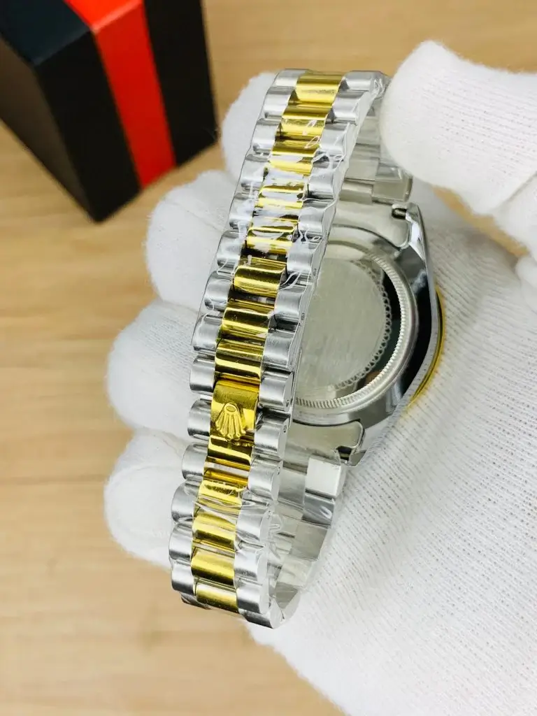 Rolex Luxury Stone Watch With Date – White Dial | Premium Men’s Wrist Watch - Image 5